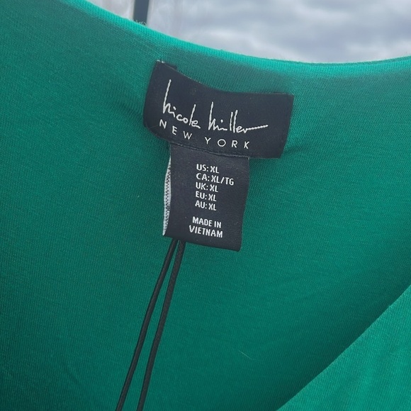 Nicole Miller v neck 3/4 sleeve belted maxi spring dress grass green size XL NWT - Picture 10 of 17